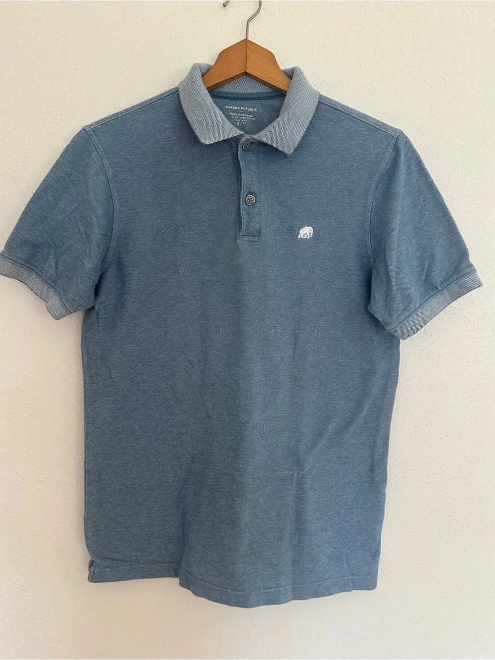 LOT OF 2 Banana Republic Heritage Elephant Polo Shirts Men Size S Wash Blue Teal